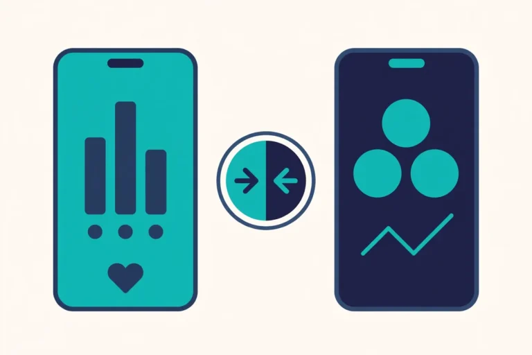 Illustration of two smartphones side by side with a versus symbol, comparison concept